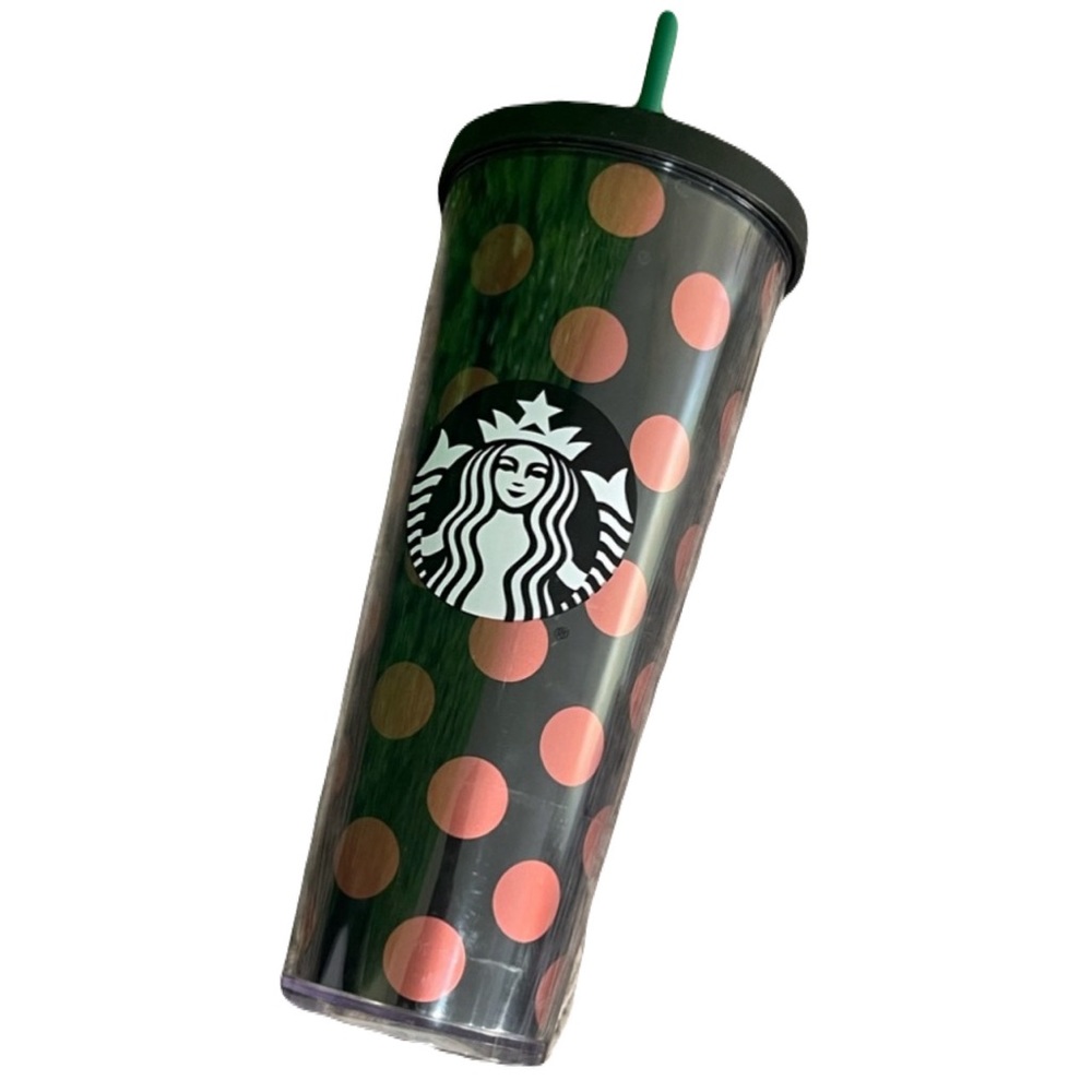 Starbucks Venti Tumbler Rose Gold Black Polka Dot